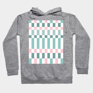 Sage Green and Pink Checkered Pattern Hoodie